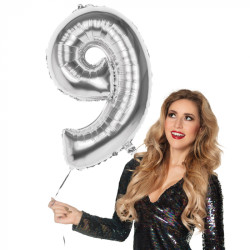 Foliová číslice 9 stříbrná -86 cm